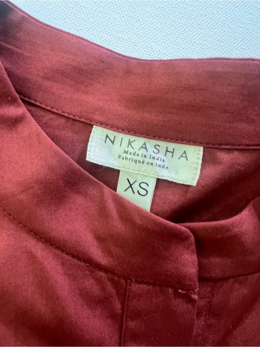 Anthropologie Nikasha Utility mandarin blouse button down shirt rust red - Picture 4 of 6
